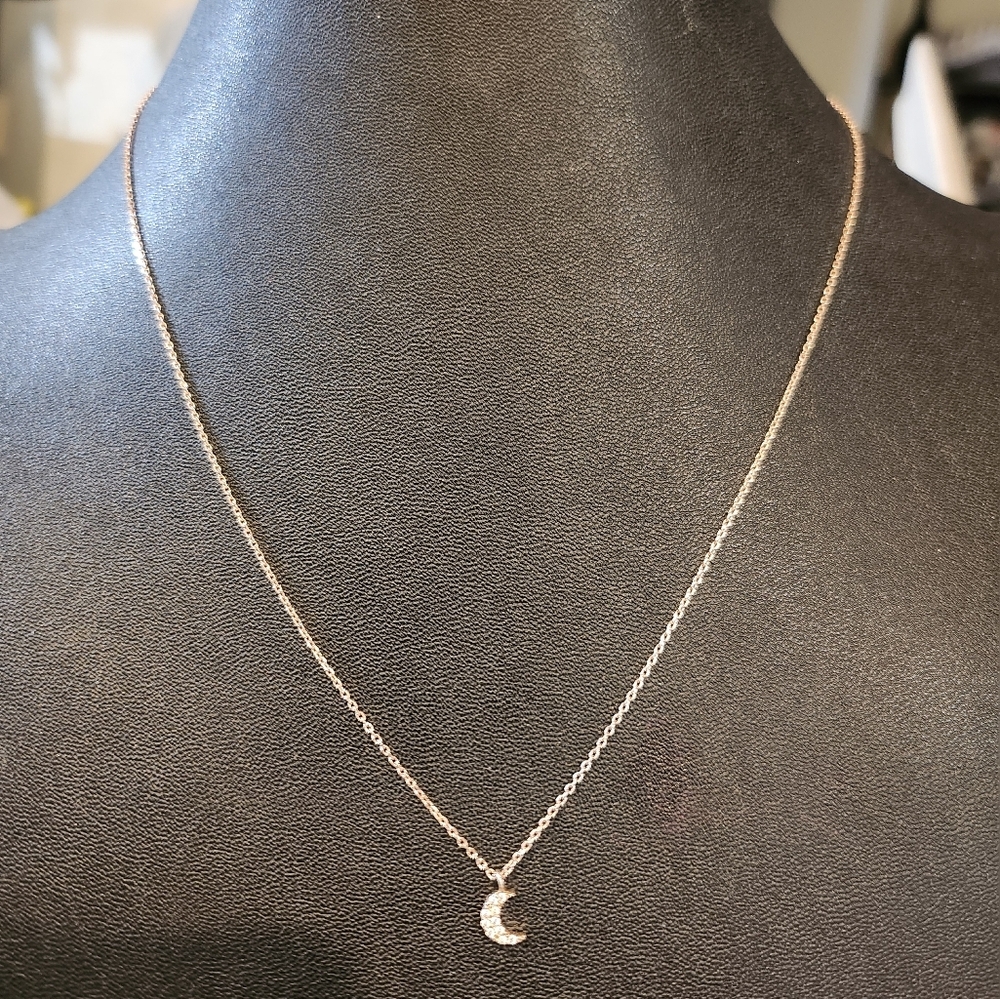 925 Sterling Silver gold plated necklace with Half Moon  Pendant